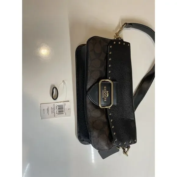 Coach CE563 Morgan Shoulder Bag Crossbody Colorblock Signature With Rivets - Picture 7 of 11